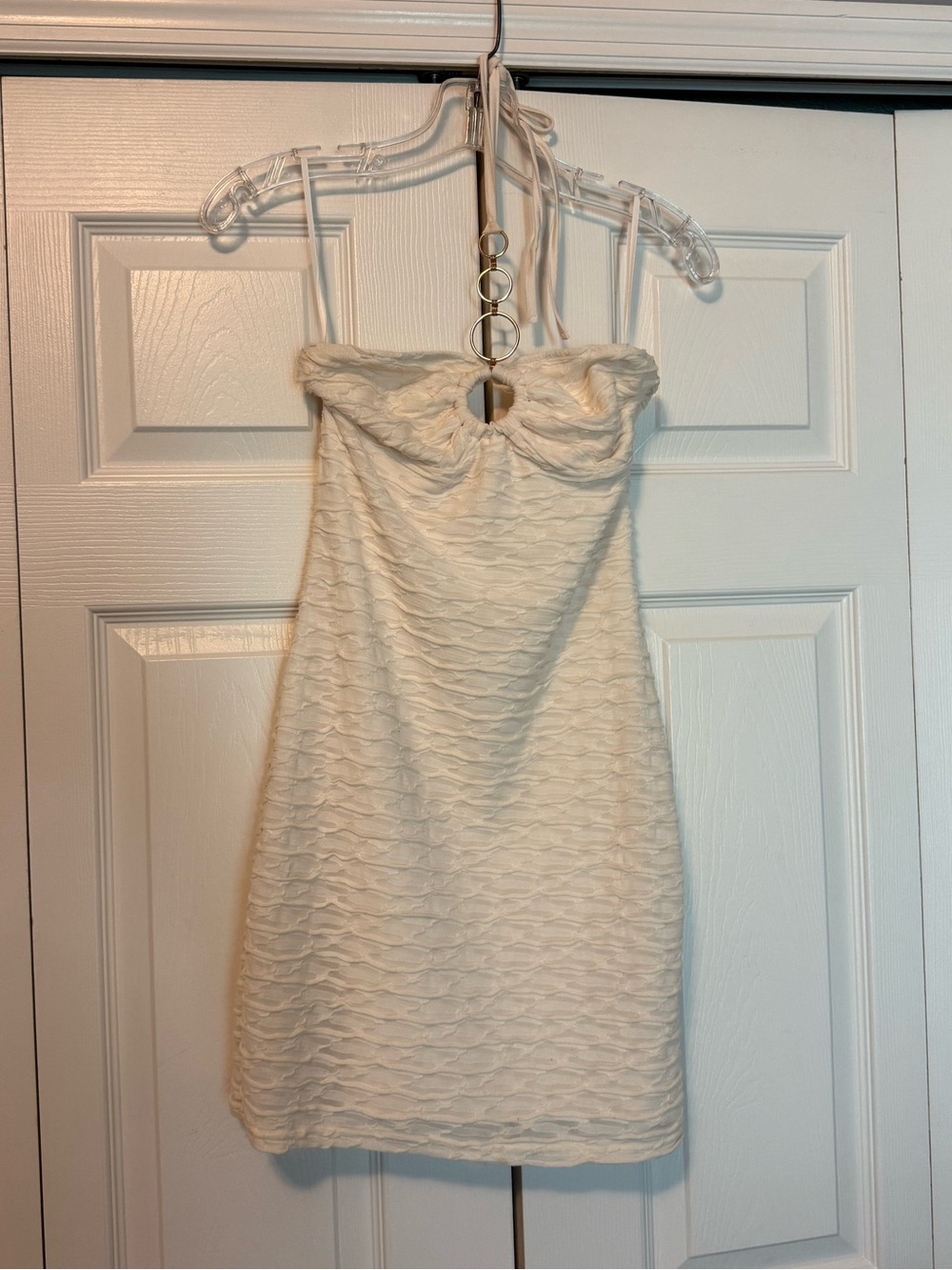 Cream Mini Dress With Gold Accents